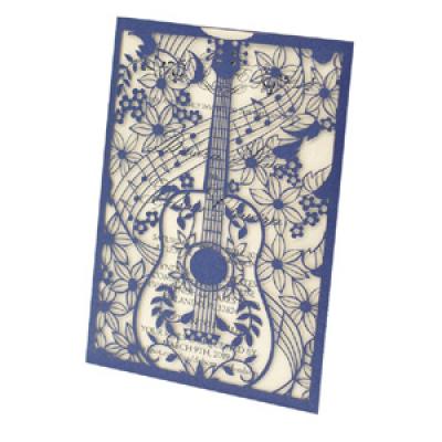 quinceanera party decoration pocket wedding invitations guitar design hollow laser cut wedding invitation