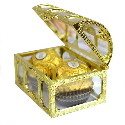 Gold plating party favors souvenir clear plastic boxes for wedding guests