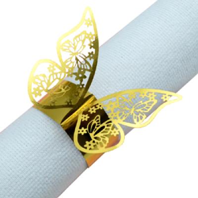 Nice gold laser cut butterfly napkin ring wedding table decoration for wholesale