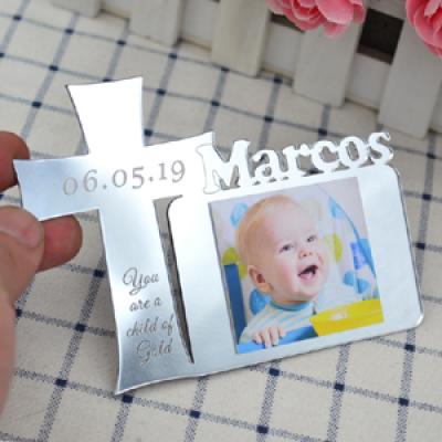 Customize baby shower souvenir laser cut mirror acrylic first communion photo frame