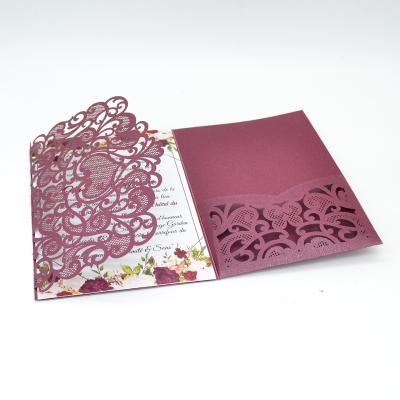 laser cut trifold wedding invitation