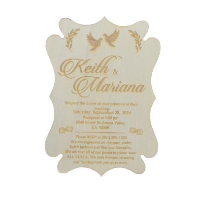 laser cut wedding decoration custom wooden wedding invitations